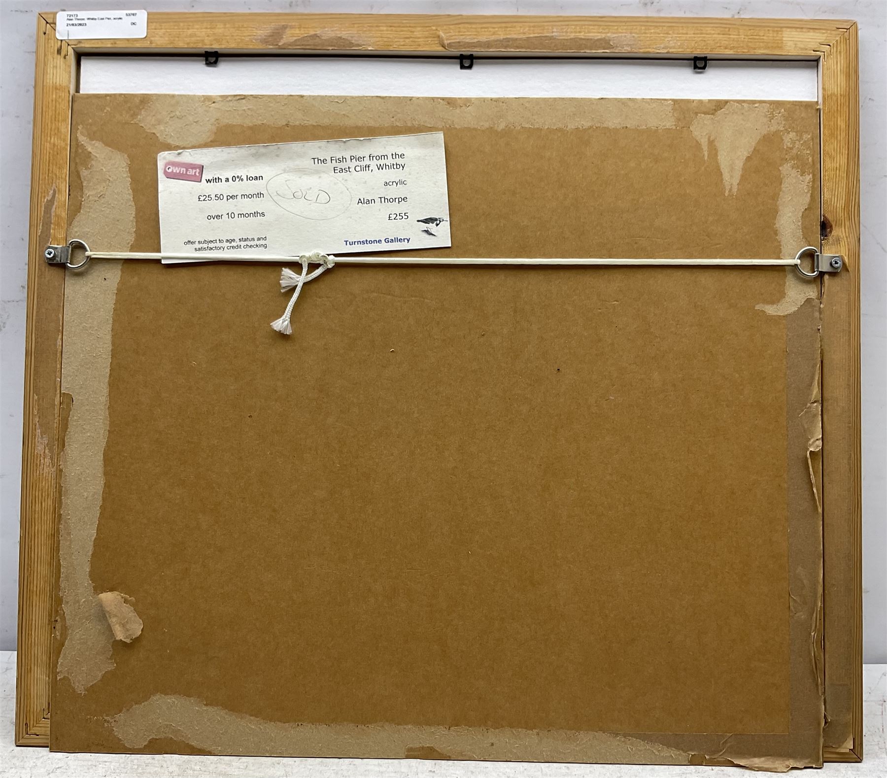 Alan Thorpe (British 20th century): 'The Fish Pier from the East Cliff Whitby', acrylic on board signed, titled on gallery label verso 22cm x 27cm