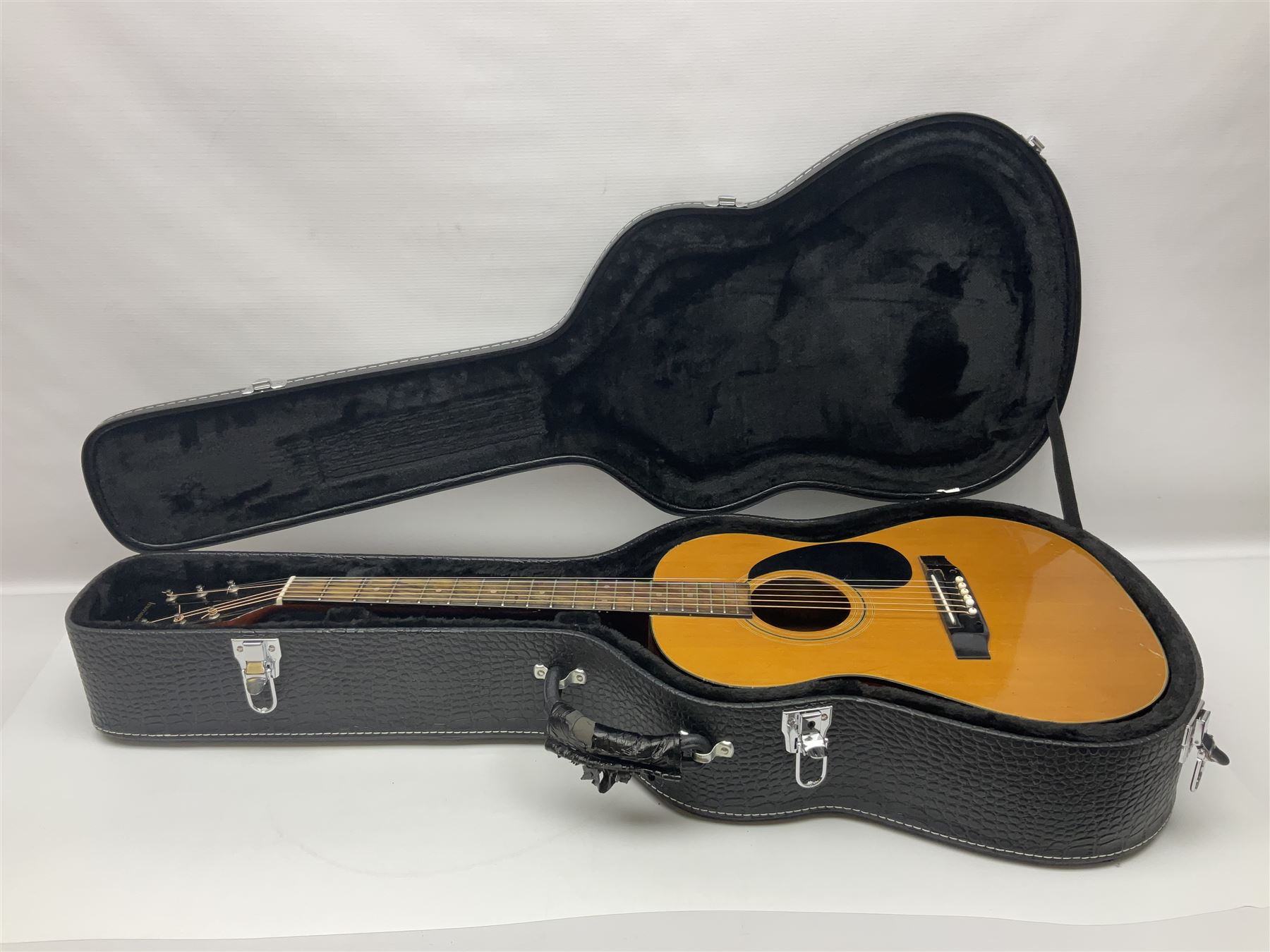 Harmony Model H6360 acoustic guitar in mahogany with spruce top, L103cm overall; and 1970s B&M (Barnes & Mullins) Concert Grande acoustic guitar, L101.5cm overall; each in hard carrying case (2)