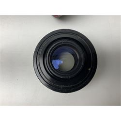 Yashica-A camera body, serial no. A4080073, with 'Yashikor 1:3.5 f=80mm' lens, serial no. 209272 and 'Yashikor 1:3.5f=80mm' lens, serial no 22942, together with Yashica TL-Electro camera body, serial no. 5054162 with 'Yashinon-DS 50mm 1:1.9  40056038