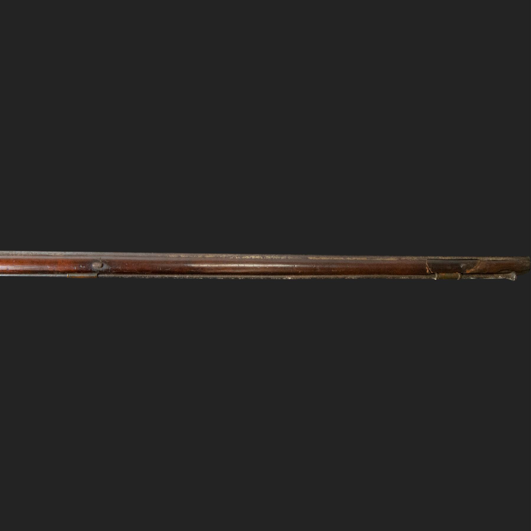 19th century Indian Brown Bess style flintlock musket, the 138cm round steel barrel ram rod beneath, overall L174cm