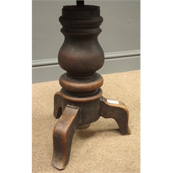  Late 19th Century adjustable oak piano stool, upholstered seat, turned column and splayed supports, W32cm   