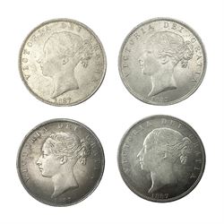 Four Queen Victoria 1887 silver halfcrown coins