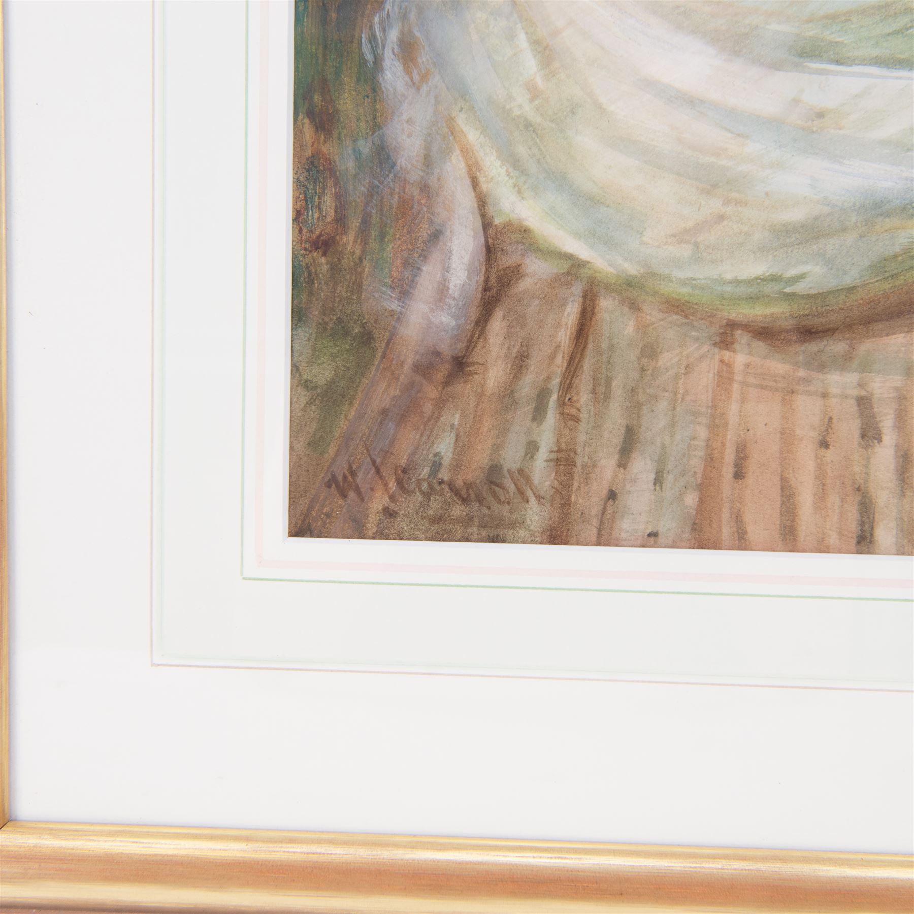 William Joseph Carroll (British 1842-1902): Country Girl Holding Blossom, watercolour signed 60cm x 43cm