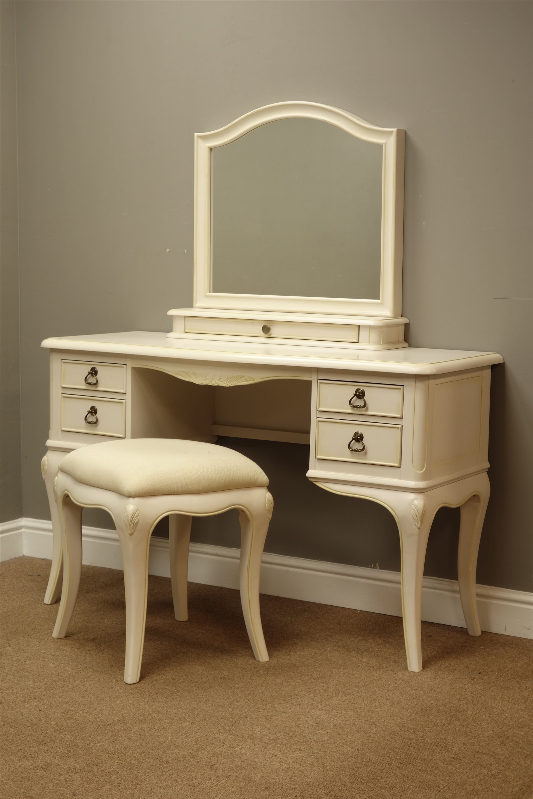 Lees of Grimsby 'Rococo' French style cream painted wood dressing table