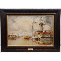 Louis Van Staaten (Dutch 1836-1909): 'On the Amster near Amsterdam' and 'Zuitephan', pair watercolours signed, titled on original ivorine plaques 39cm x 60cm (2)