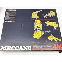 Meccano - 4M Motorised Set with instruction booklet and paperwork; No.1 Set; and No.1 Clockwork Motor; all boxed (3)