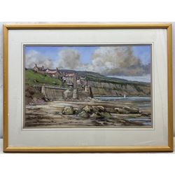 David Newbould (British 1938-2018): Robin Hood's Bay, pastel signed and dated 1990, 34cm x 53cm 