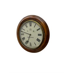 Round dial wall clock with a replacement quartz movement. Dial inscribed “Post Office VR”