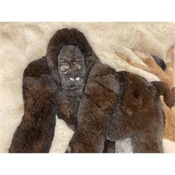 Alpaca rug/wall hanging depicting a gorilla on a cream background 