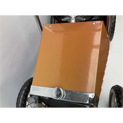 Red child's tin-plate pedal car with chrome detail, by Posh Paddles, Scarborough, H56cm, L80cm