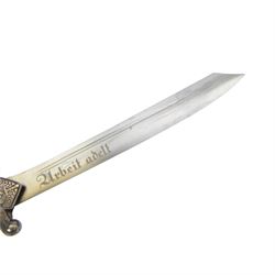 German Third Reich Officers dress hewer, the 26cm blade marked 'Urbeit adelt', the crossguard with RAD badge, ivorine grip and eagle head pommel, in engraved metal scabbard, overall L40cm