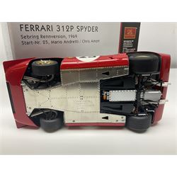 CMC 1:18 Scale Model of a Ferrari 312P Spyder 'Sebring Rennversion, 1969, Start-Nr. 25, Mario Andretti / Chris Amon'; manufactured by CMC Exclusive Modelle; No. M-095. Serie Nr. 1365 with certificate. Fully constructed and out of box with original box, accessories, packaging and paperwork.