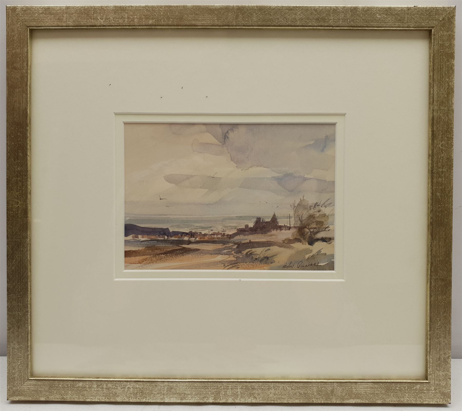 Peter Gilman (British 1928-1984): 'Towards Whitby', watercolour signed, titled and dated 1981 on exhibition label verso 12cm x 17cm 
Notes: illustrated in 'Peter Gilman: Painting East Anglia and Beyond' p.85