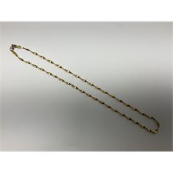 9ct gold jewellery, to include twist design herring bone link necklace, pair of textured hoop earrings and a pair of Italian horn pendant earrings
