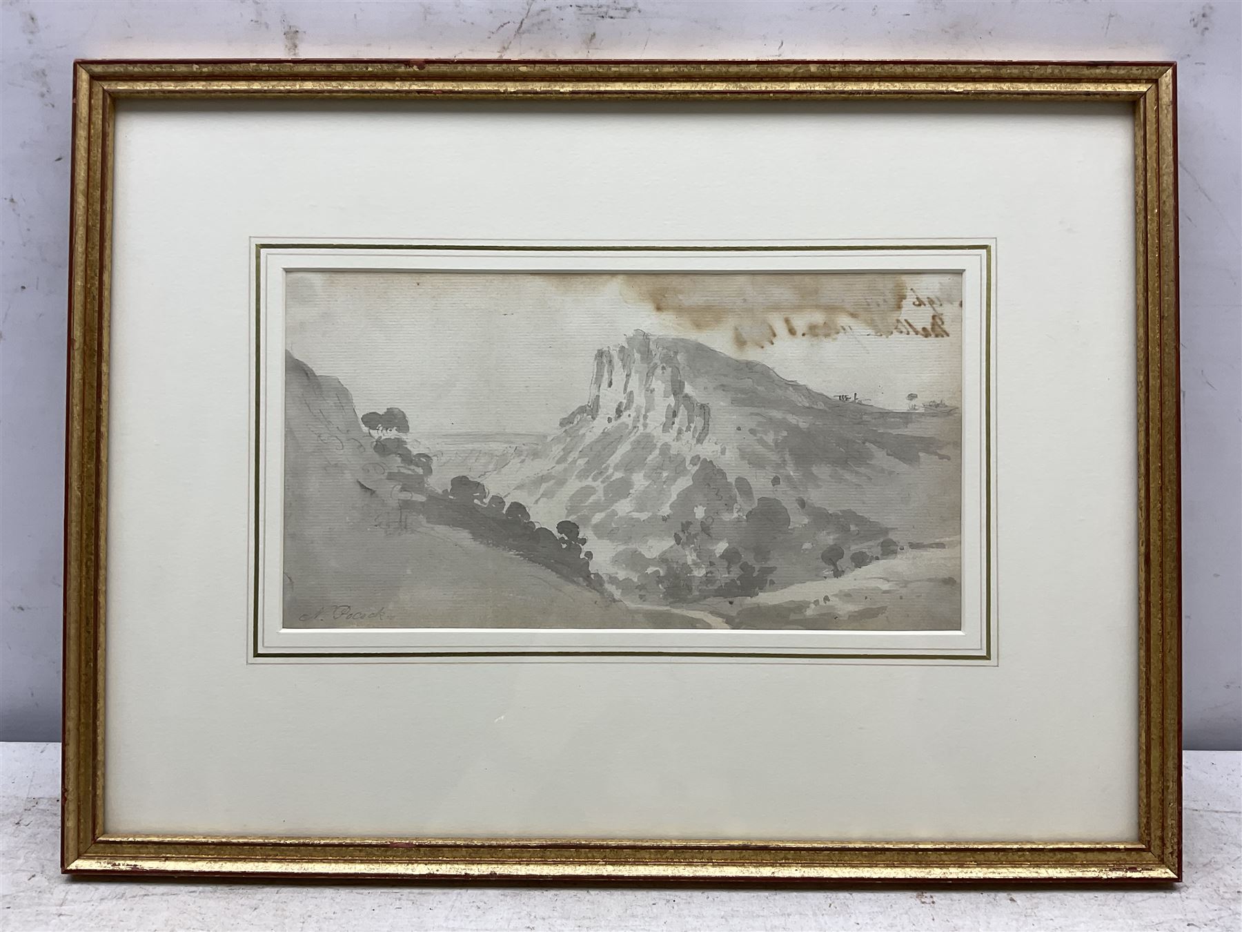 Nicholas Pocock (British 1740-1821): 'High Tor from the Hagwood - Matlock', pencil and wash signed, titled and dated 'June 6 1794' verso 15cm x 28cm 
Provenance: with Abbott & Holder, Museum Street, London, label verso