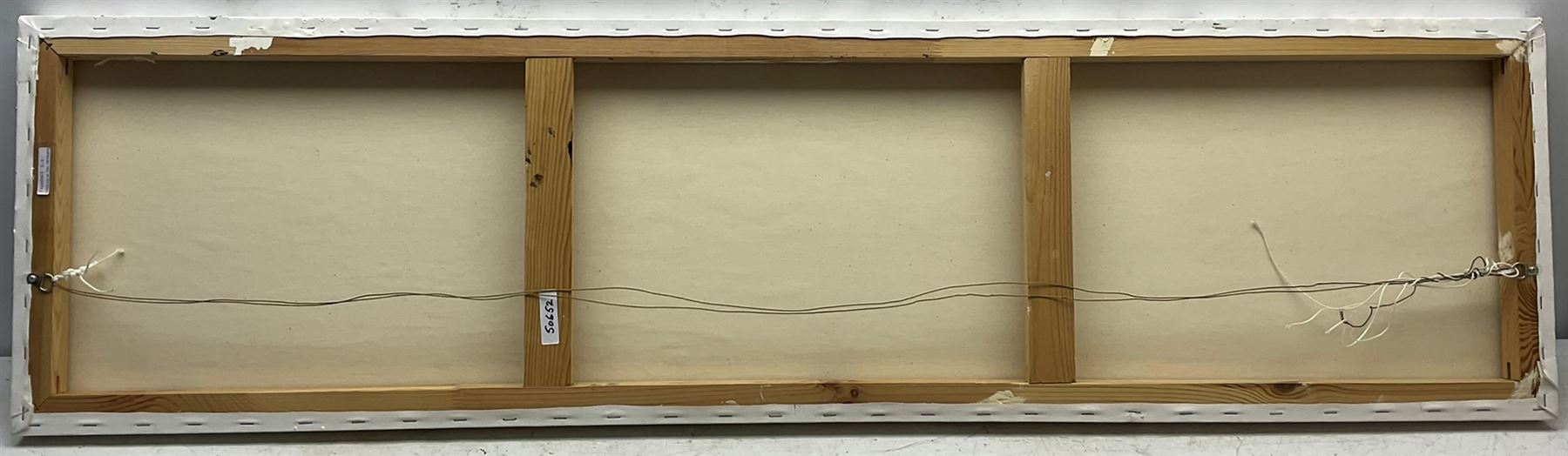 English School (21st century): 'Morning in the Metropolis', mixed media on canvas indistinctly signed 40cm x 152cm