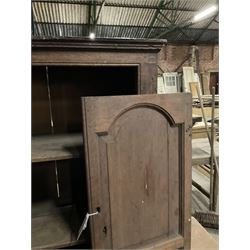 18th century oak cupboard, enclosed by two fielded panelled doors, the interior fitted with two shelves  - THIS LOT IS TO BE COLLECTED BY APPOINTMENT FROM THE OLD BUFFER DEPOT, MELBOURNE PLACE, SOWERBY, THIRSK, YO7 1QY