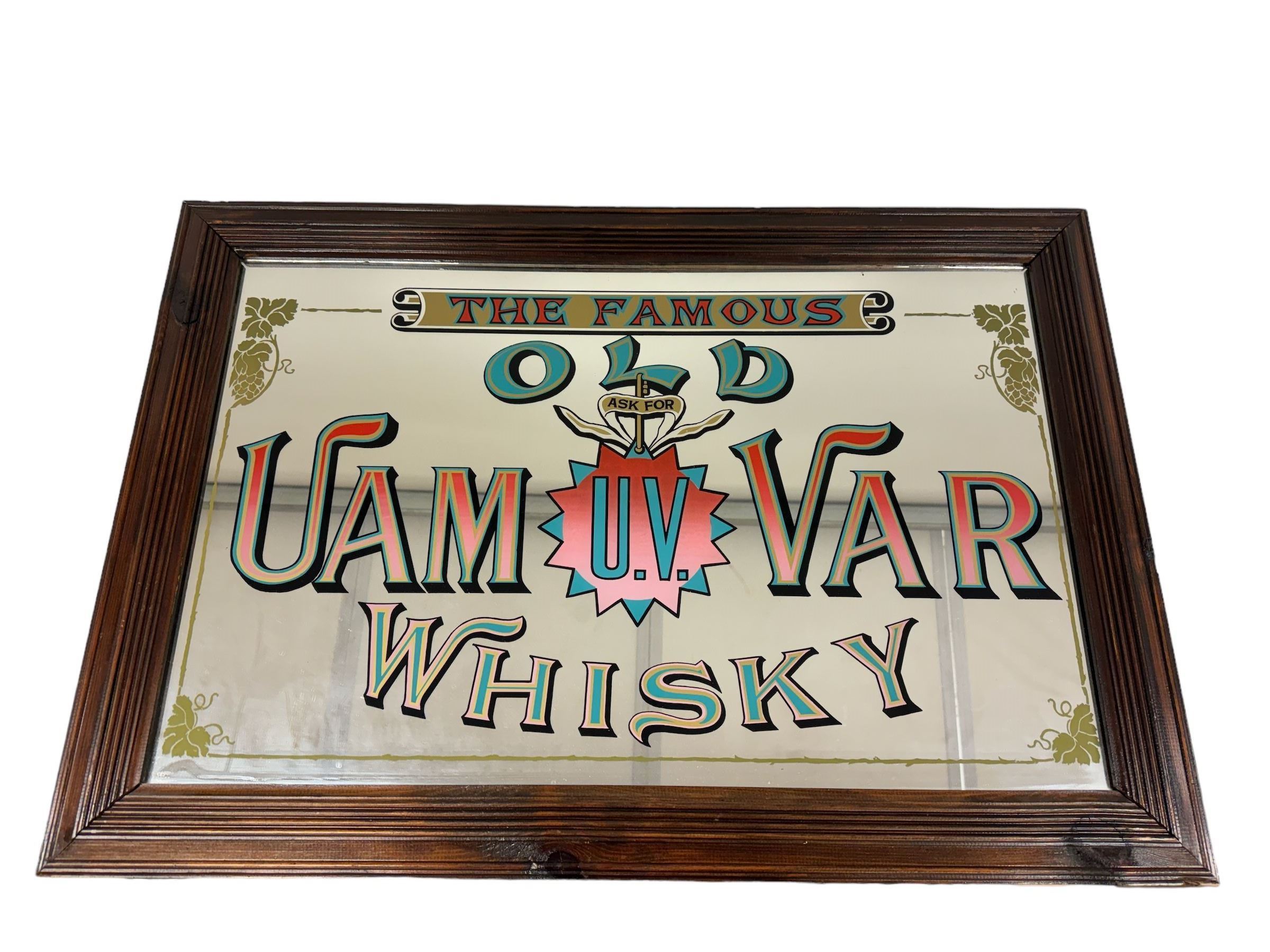 The Famous Old Uam Var Whisky advertising mirror, H62cm, W90cm