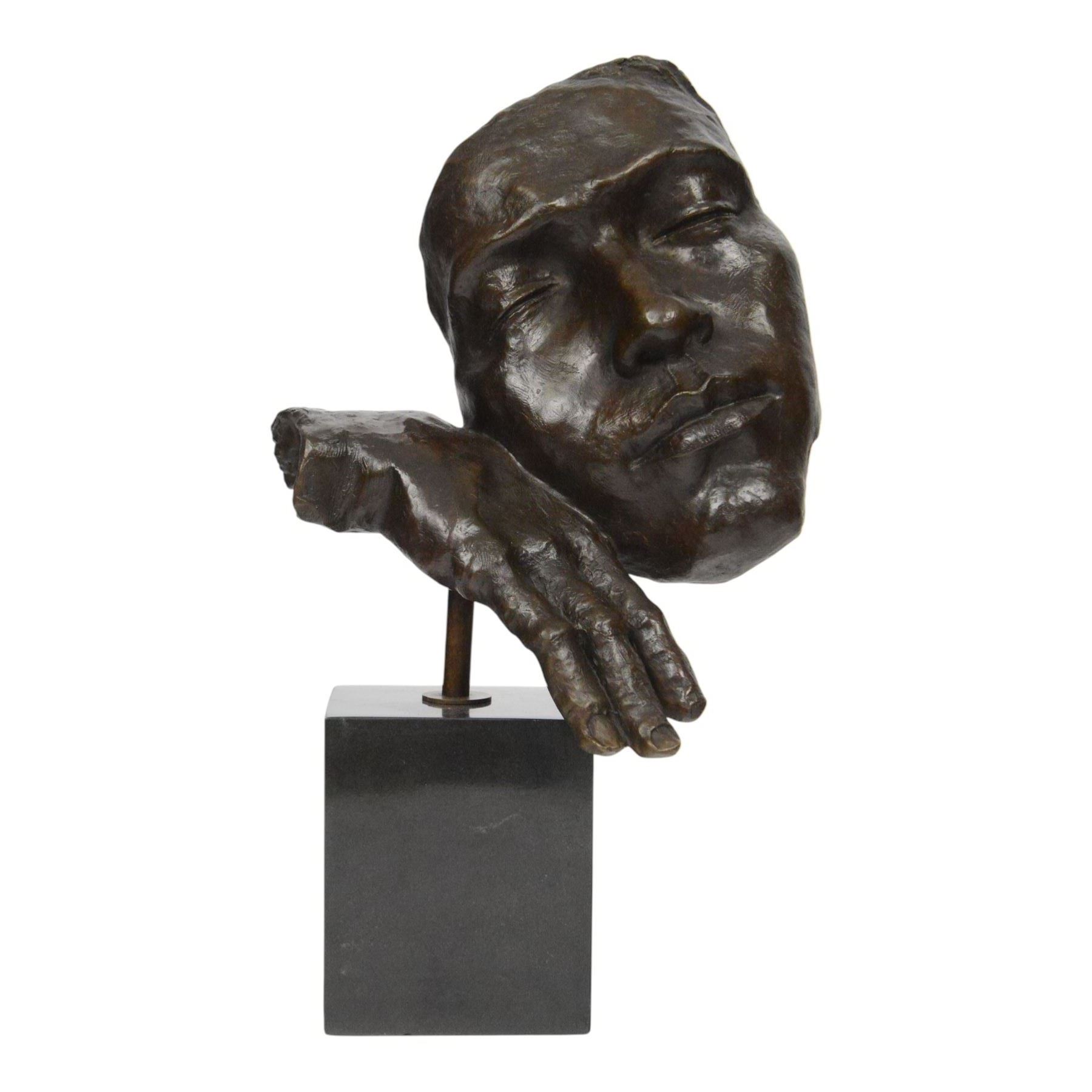 After Salvador Dali (Spanish 1904-1989): Dreams, bronze figure with head resting on hand H39cm