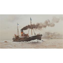 Roger Davies (British 1945-): Hull Trawler Pentland Firth, watercolour signed 28cm x 51cm