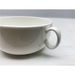 Thun WW2 German Luftwaffe officer's mess plain white glazed soup tureen with lion mask handles, marked with the Luftwaffe eagle beneath and dated 1939 L31cm; together with Waffen 'SS' white glazed twin handled soup bowl, marked beneath Bauscher Weiden 1942 (2)