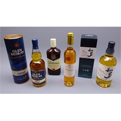  Glen Moray Speyside Single Malt Scotch Whisky, Elgin Classic 120th Anniversary, 700ml 40%vol, in tin tube, The Chita Suntory Single Grain Whisky, 70cl 43%vol, in carton, Ballantine's Finest Blended Scotch Whisky, 70cl 40%vol and Fortnum & MAson Sauternes 1999, 50cl 14%vol, 4btls  