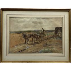 John Atkinson (Staithes Group 1863-1924): 'Cutting Peat', watercolour heightened in white signed, titled verso 37cm x 54cm
Provenance: with Christopher Wood, Motcomb St., London, label verso