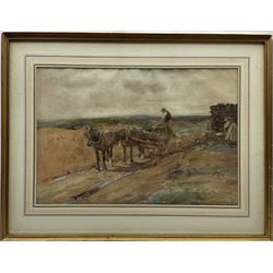 John Atkinson (Staithes Group 1863-1924): 'Cutting Peat', watercolour heightened in white signed, titled verso 37cm x 54cm
Provenance: with Christopher Wood, Motcomb St., London, label verso