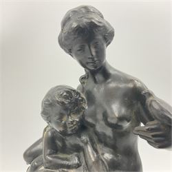 Frank Lynn Jenkins (British 1870-1927), Mother and Child, bronze, impressed F Lynn-Jenkins 1914, upon later square plinth, overall H24cm