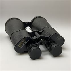 Hilkinson Comet binoculars, '15X80 Field 3.5 No.1576', housed in a 'Genuine Cowhide' carry case