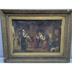 Dutch School (19th century): Stop the Fight!, oil on canvas signed with monogram, housed in ornate gilt frame 35cm x 50cm