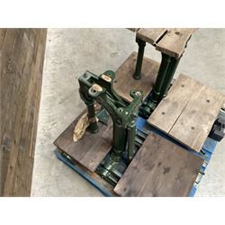 Two pairs of Victorian cast iron potato scales, one damaged with a 5kg weight