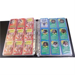 Collection of Football related trading cards, stickers and coins, including 1990 Esso World Cup Coin Collection, an empty 2010 Esso Official England Medal Collection Folder, incomplete 1990 Italy World Cup Commemorative Medal Collection, 1998 The Official England Squad Medal Collection, 1970s Topps All Stars Cards, 1992 Panini Official Football Players cards, Euro 2008 Collectors Binder and Cards, Panini 2009/10 Champions League Stickers, etc housed in four folders