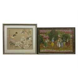 Two Oriental watercolours on silk (2)