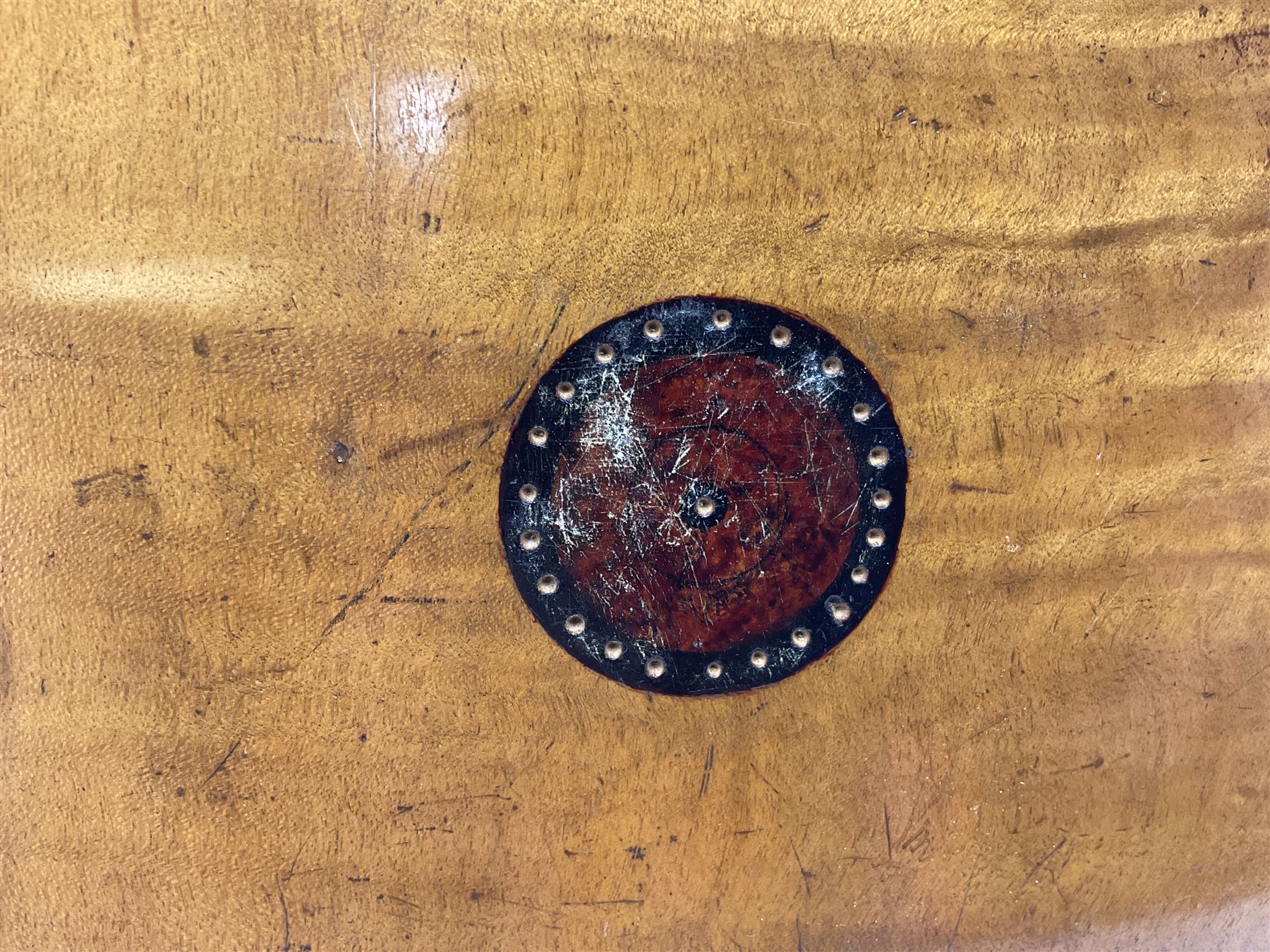 19th century Continental parlour guitar for restoration or display, with maple back and sides,  spruce top, scalloped neck and bone pegs; bears inset plaque to head 'Lapaix Paris 1830' and 'John Eastwood Teacher of the Guitar' paper label with manuscript note 'Fine Old Guitar Restored 1888 by JCB Leeds' L92cm