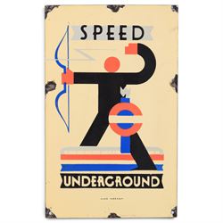 Art Deco style 'Speed Underground' reproduction enamel sign, H41cm