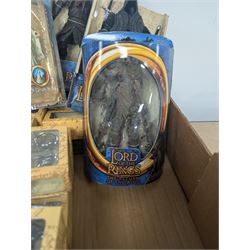 Lord of the Rings action figures, including Toy Biz Gimli, Ring Wraith, Frodo, Treebeard, Deluxe Beast and Rider set, etc and Eaglemoss collectors models, some with magazines, in two boxes