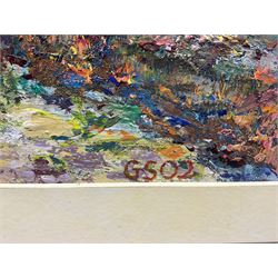 Geoffrey Stansfield (British 1933-2011): 'Courtyard in Gaios - Paxos', acrylic on board signed with initials and dated '02, titled on exhibition label verso 46cm x 60cm 
Provenance: exh. Royal Academy Summer Exhibion 2002, label verso