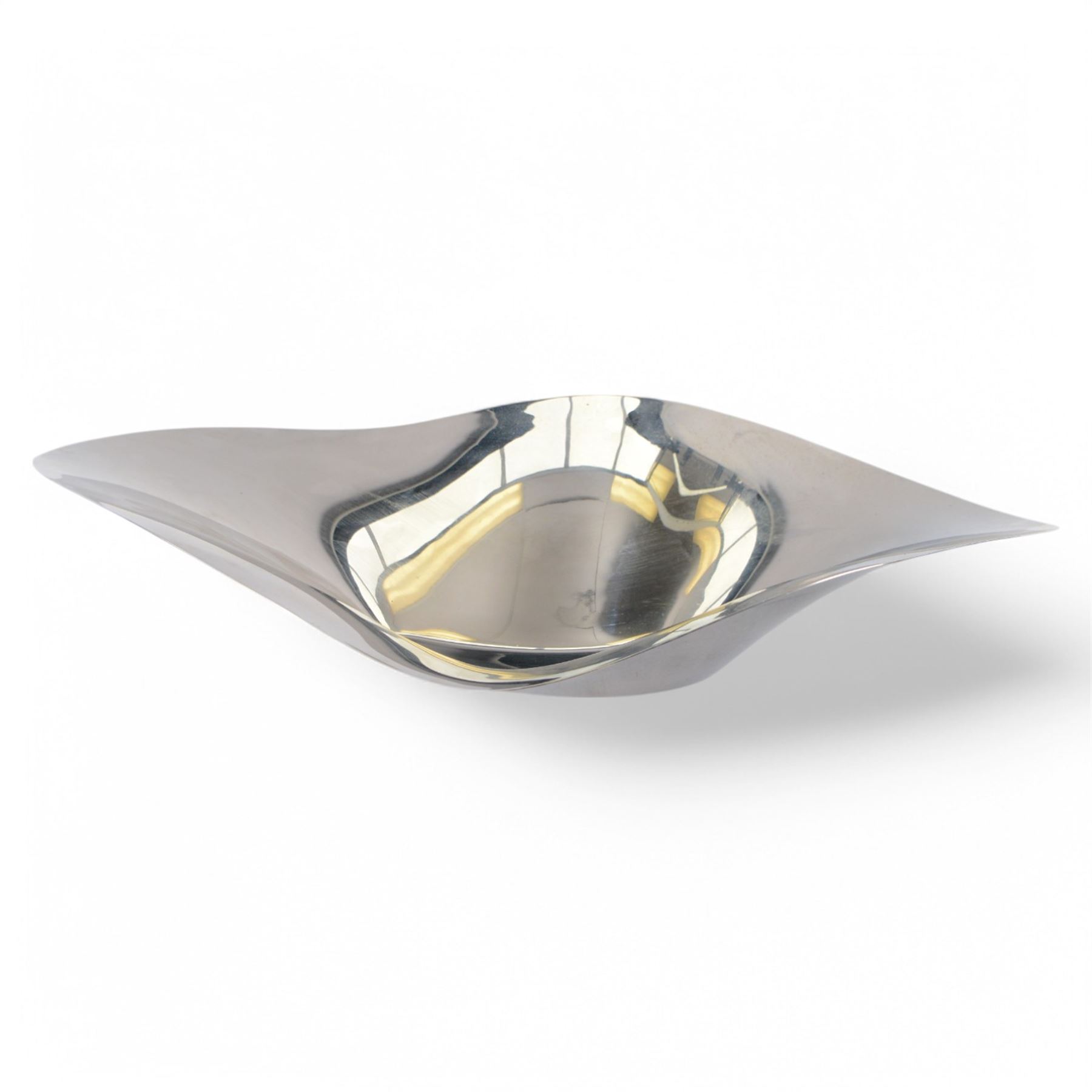 Georg Jensen stainless steel oyster tray, designed by Helle Damkjar, with original box, L56cm