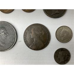 Queen Victoria 1861 penny, 1876 sixpence coin, five early silver coins including Elizabeth I etc