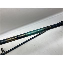 Shakespeare 'Composite Beachcaster 1332-300' 10ft two piece rod with Shakespeare alpha reel, Elastiglas two piece fly rod, Ryobi Masterline carbon fibre 'Pioneer PIF 85 Fly 8' 6