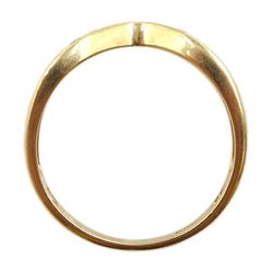 9ct gold diamond channel set wishbone ring, hallmarked, total diamond weight 0.50 carat