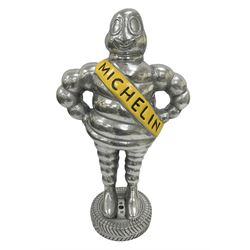 Polished aluminium Michelin man figure, H38cm.