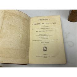 19th century and later leather bound books, to include Froissart, Sir John; Chronicles of England, France, Spain, Portugal, Scotland... two volumes London, 1812, Lyttleton, George: The History of England... two volumes London 1806, Clarke Adams; The Holy Bible, in six volumes, London 1836 and five other books 