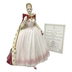 Coalport figure, An Evening at the Opera; Sara, designed by David Emanuel, limited edition 290/7,500, with certificate of authentication, H26cm