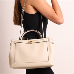 Mulberry - Islington handbag in Chalk Silky Calf leather with black piping, the structured...