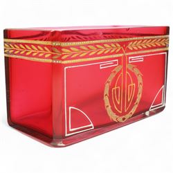 Josef Riedel bohemian glass bowl, of rectangular form, with gilt painted decoration W14.5cm 