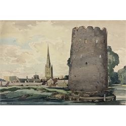 George Graham (British 1881-1941): The Cow Tower - Norwich, watercolour signed 27cm x 40cm (unframed)