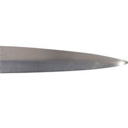 British Commando knife, with 17.5cm double edged blade, with leather scabbard, overall L31cm