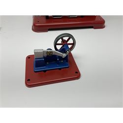 Mamod SP2 stationary steam engine in original box, with burner, solid fuel tablets, funnel and power hammer in box